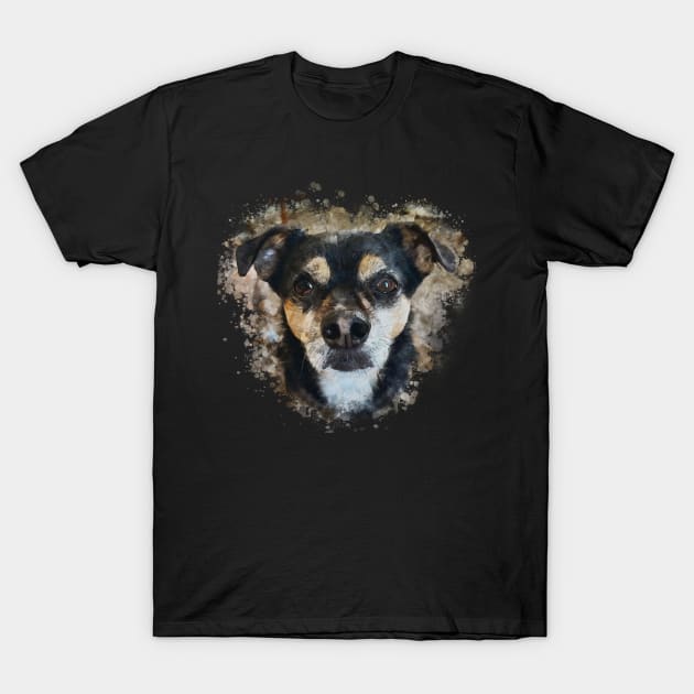 Rat Terrier dog face T-Shirt by Ginstore